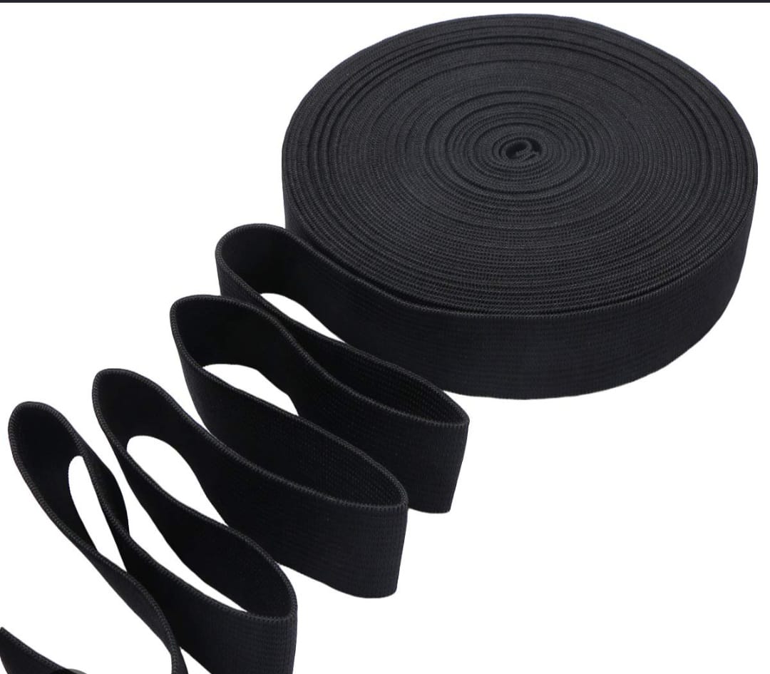 1" and 2" Heavy-Duty Black Woven Elastic Roll
