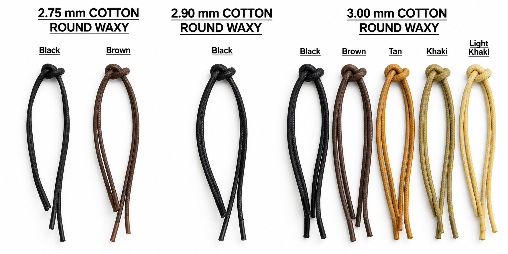 2.75mm – 3.00mm Cotton Round Waxy Laces