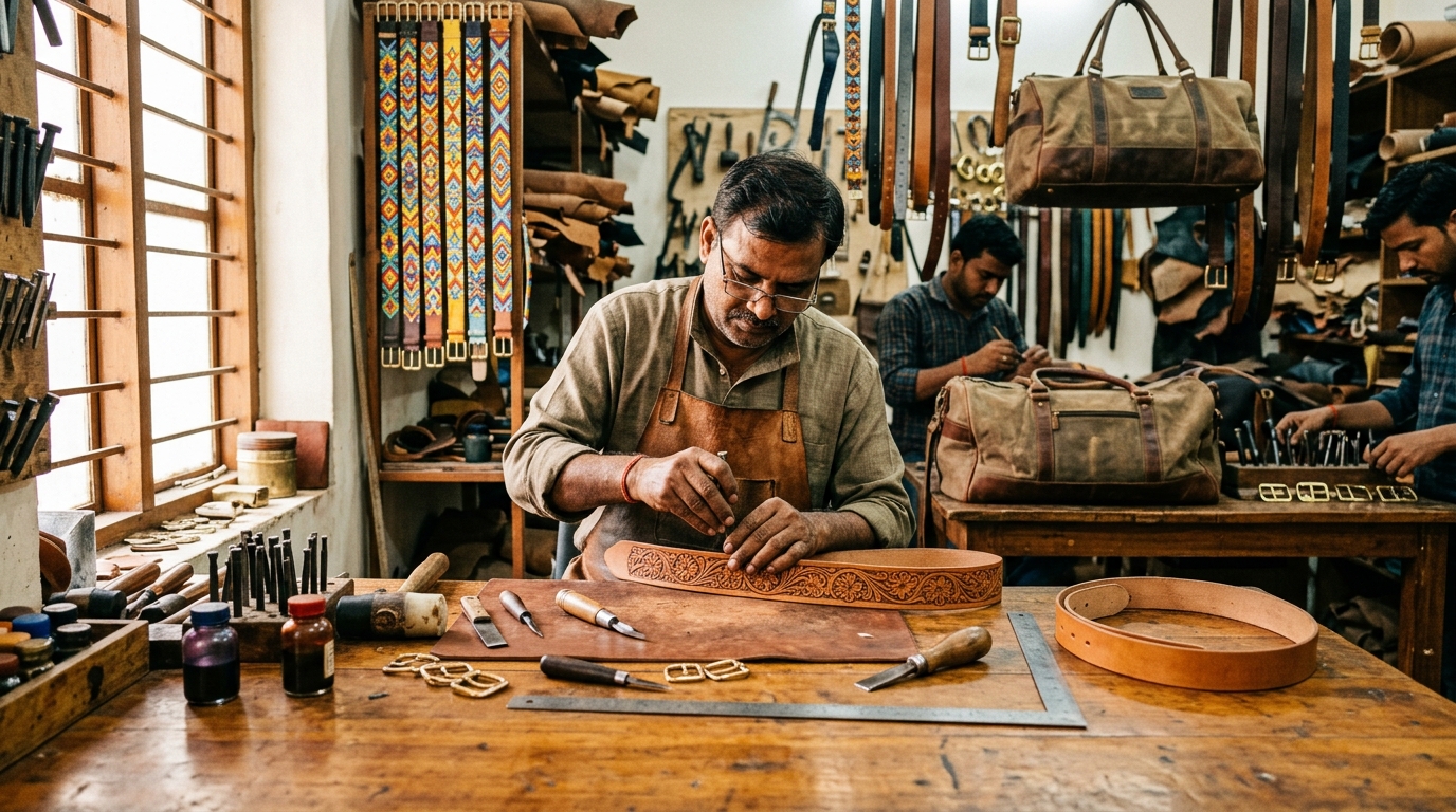 Olympic Exports Jajmau Workshop - Master Craftsmen at Bench